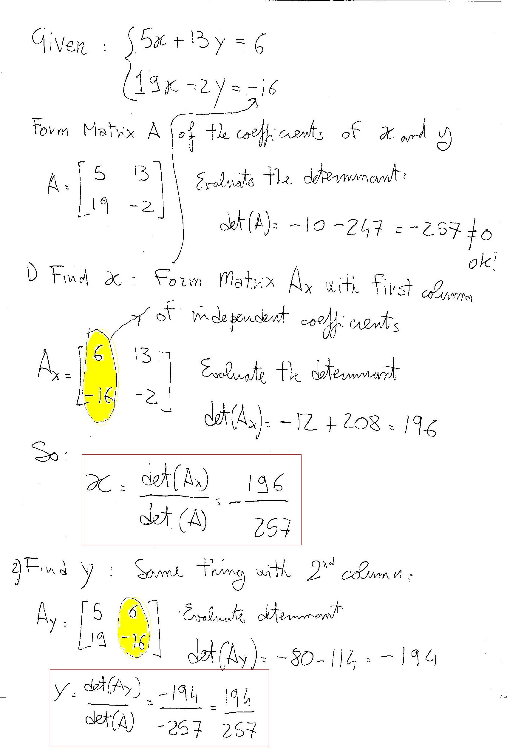 how-do-solve-the-following-linear-system-5x-13y-6-19x-2y-16